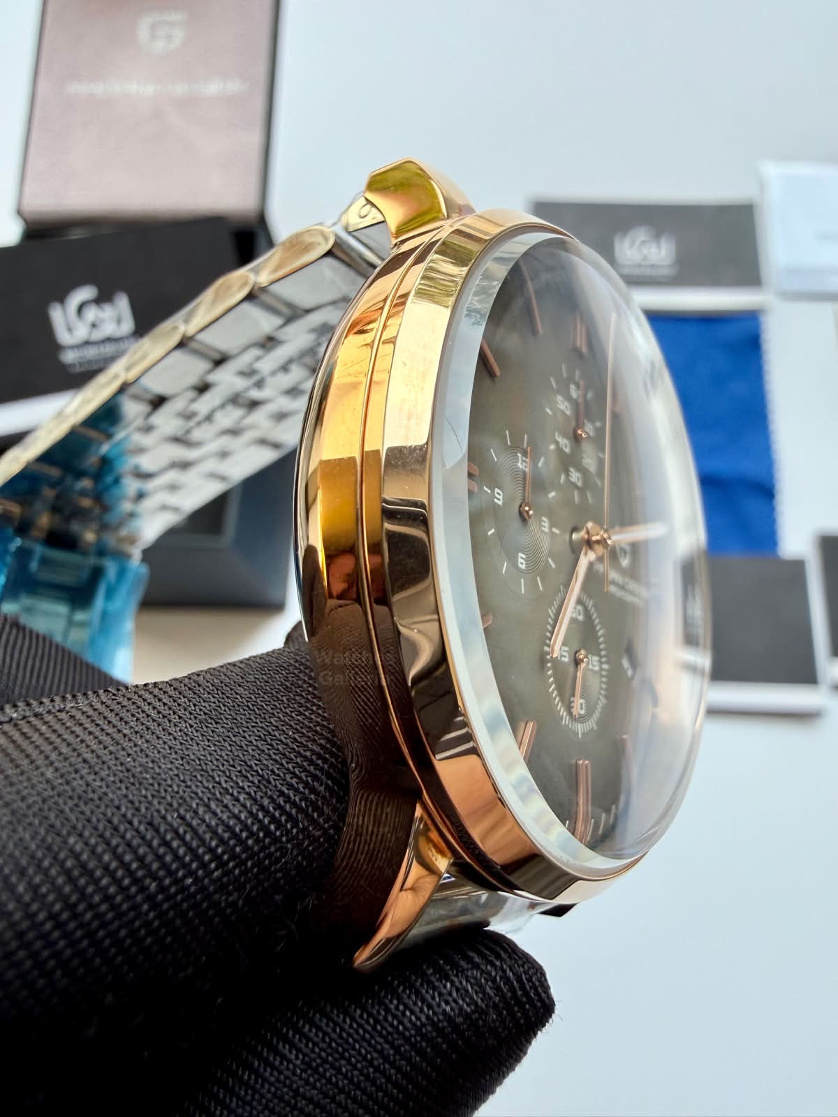 Pagani Design PD2720K Flight Chronograph Watch Limited Edition Rose Gold White Dial Men’s Luxury Watch | Japanese Seiko VK67 Mecha Quartz Chronograph Movement | Stainless Steel Bracelet | 50M Waterproof