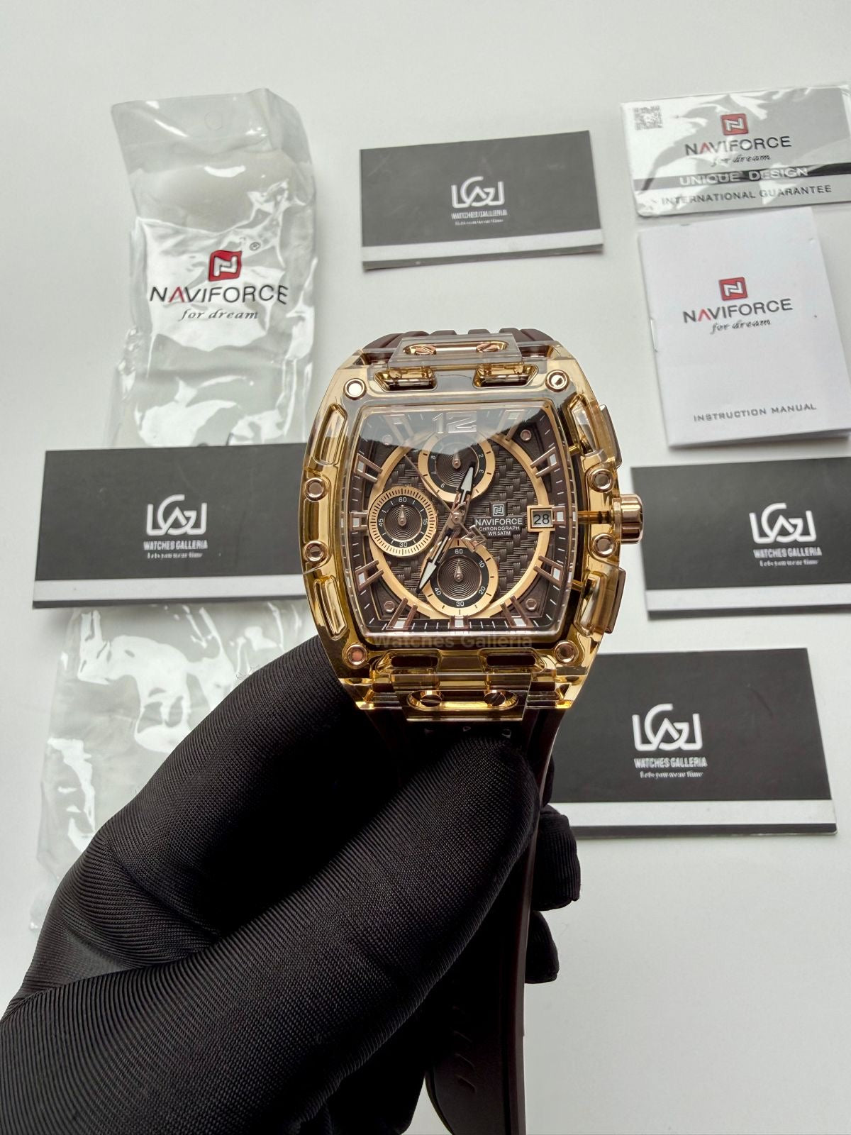 Naviforce NF7105 Tonneau Watch (Brown) Naviforce Watch in Pakistan