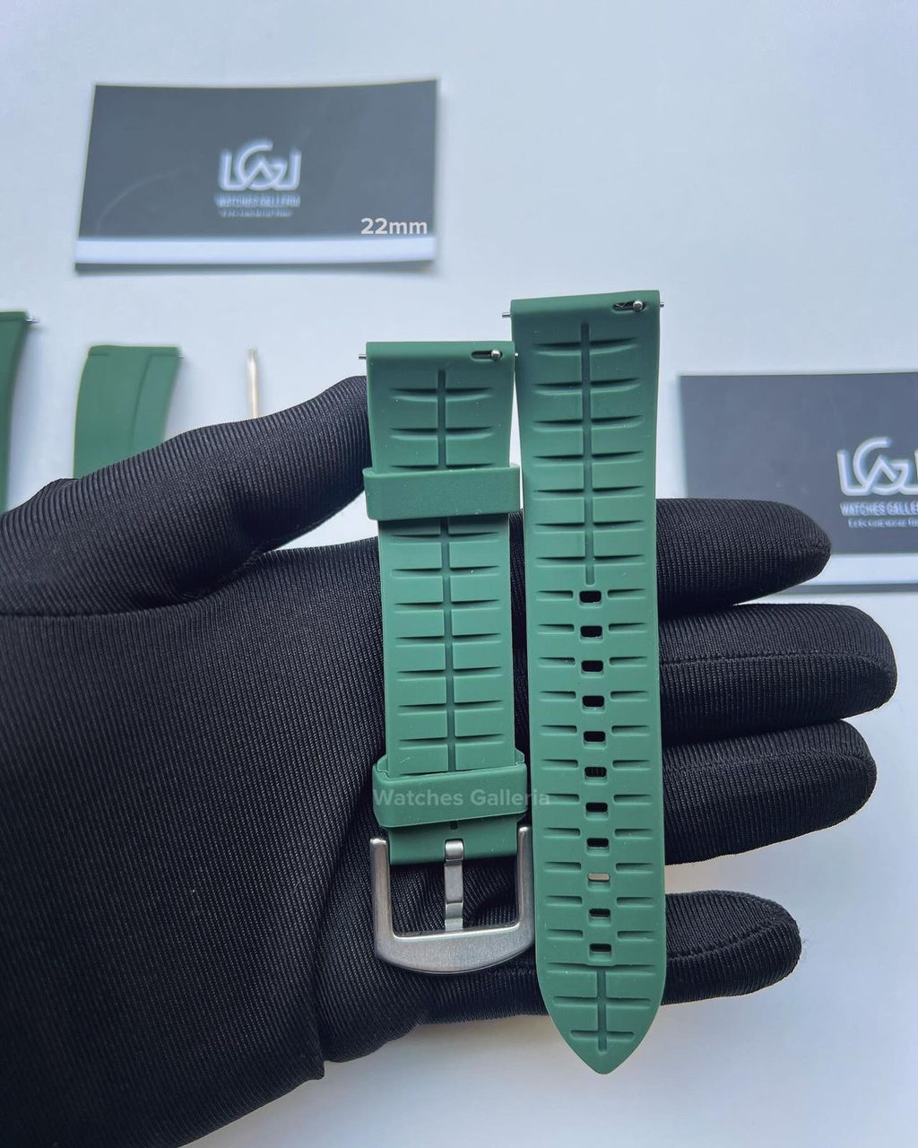 Rubber Straps Quick Release (Army Green Silver Buckle) 20mm or 22mm