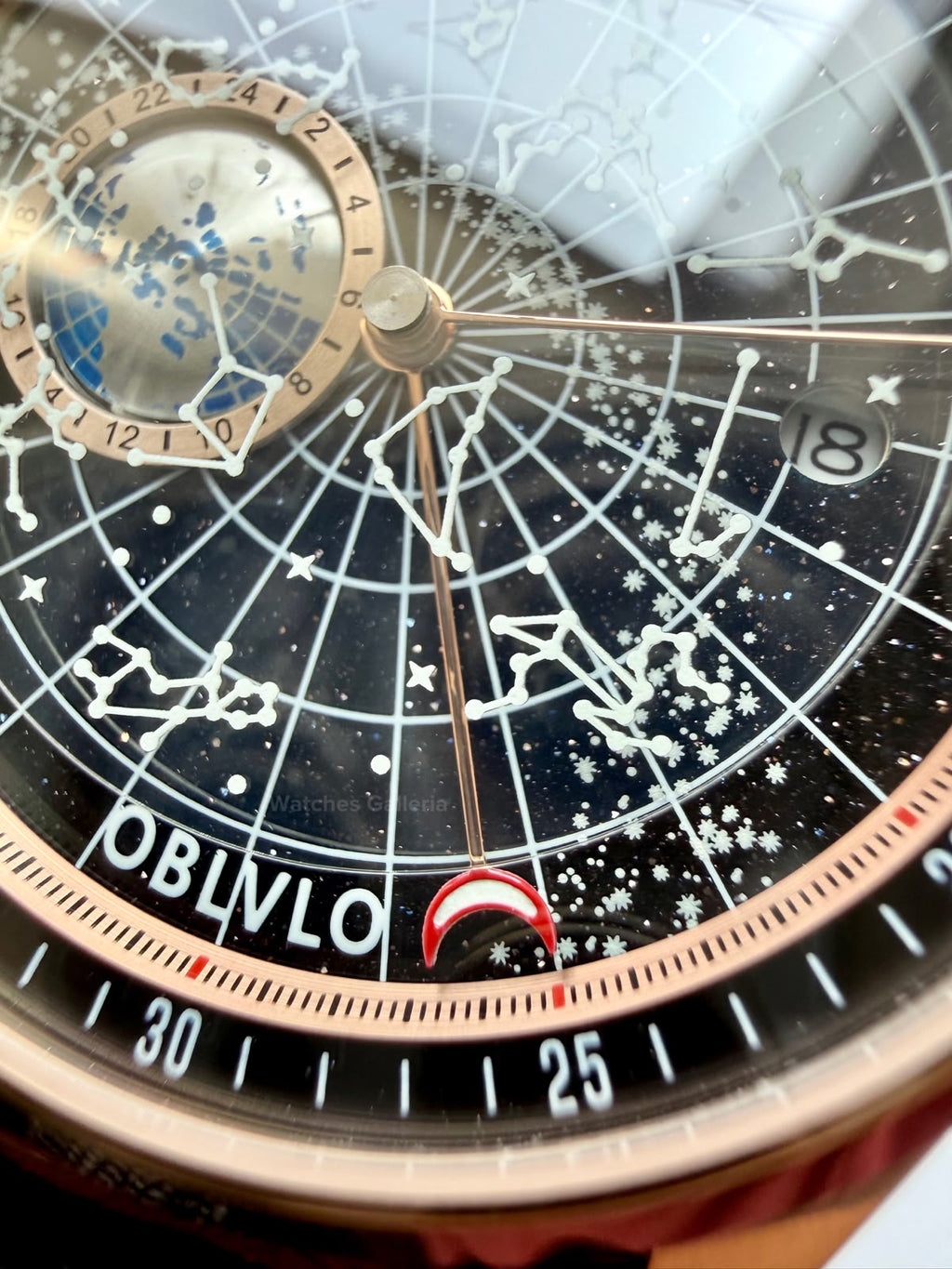 OBLVLO GC (Brown Rose Gold Black) Grand Complications Celestial Automatic Watch Brown & Black Dial with Rose Gold Details, Moving Constellation & Earth Display – OBLVLOGC | Oblvlo