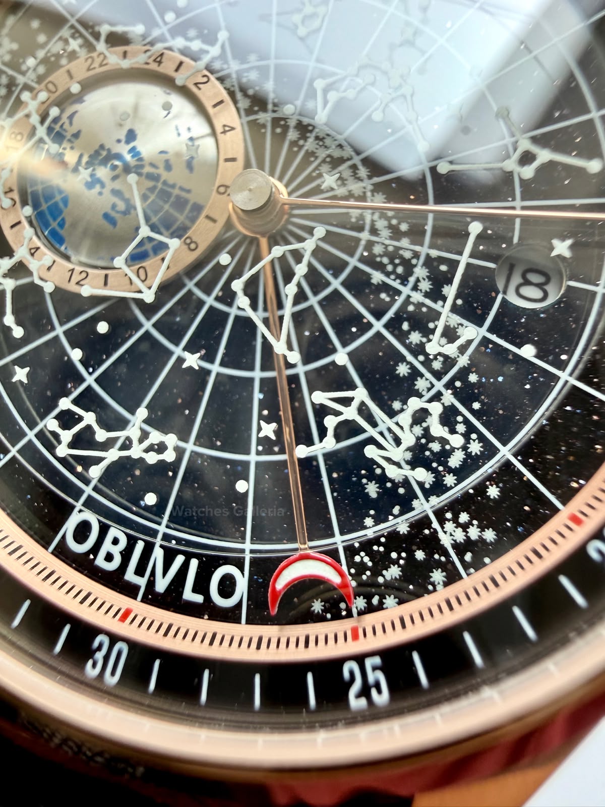 OBLVLO GC (Brown Rose Gold Black) Grand Complications Celestial Automatic Watch Brown & Black Dial with Rose Gold Details, Moving Constellation & Earth Display – OBLVLOGC | Oblvlo