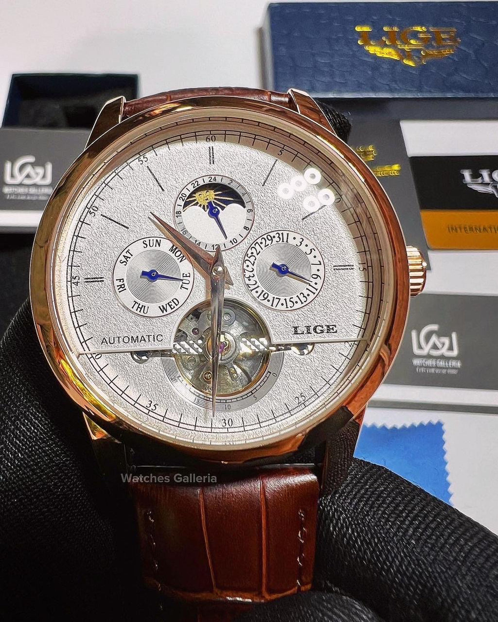 Lige Moonphase Automatic (Black Rose Gold) LIGE6828