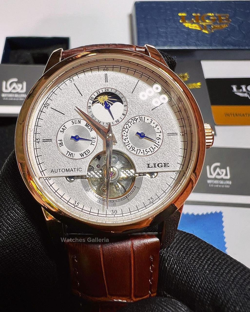 Lige Moonphase Automatic (Black Rose Gold) LIGE6828