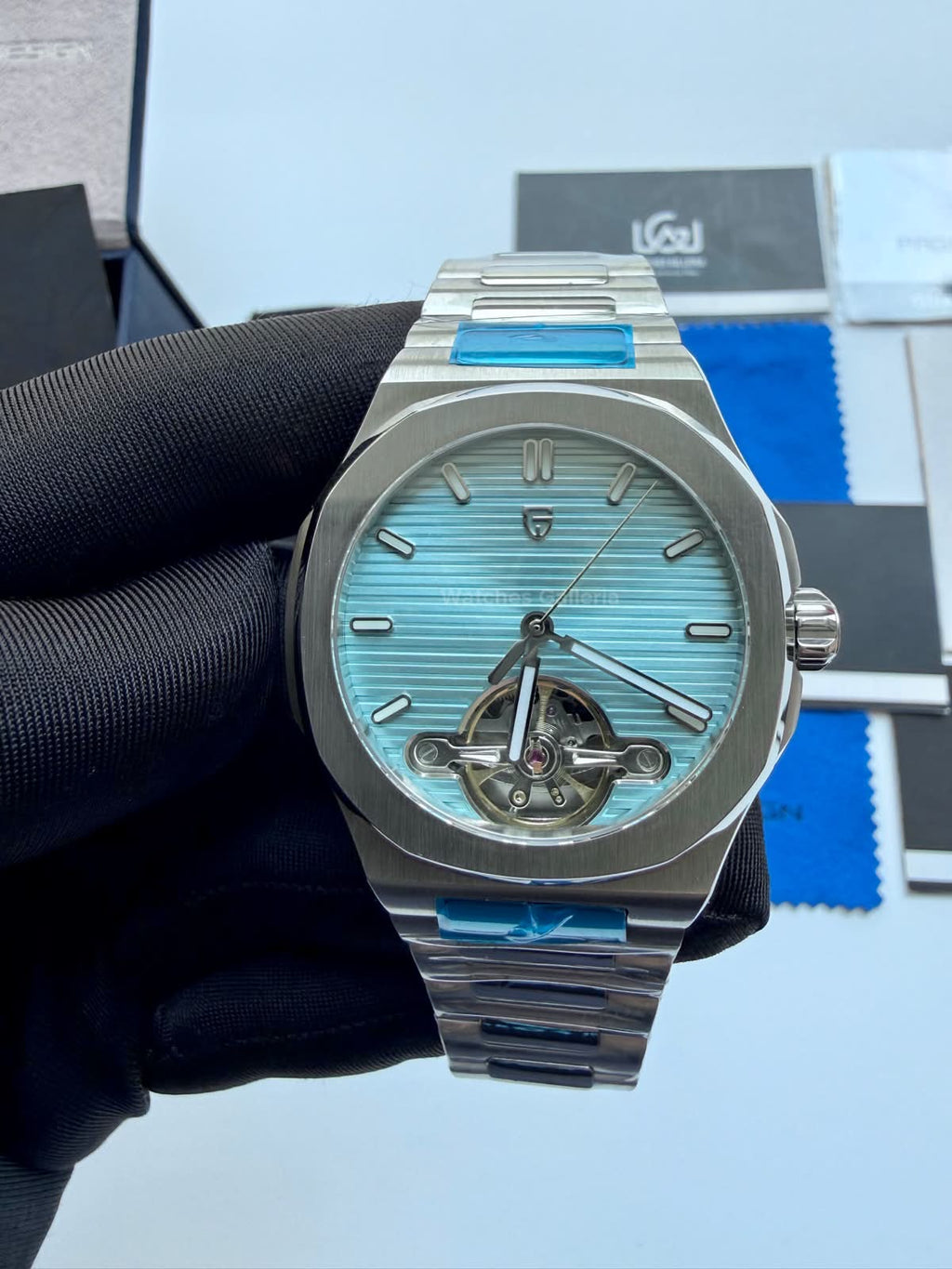 Pagani Design PDys025 Nautilus Flywheel Ice Blue 42mm Automatic Watch – Sapphire Crystal | E3251 Movement | 5ATM