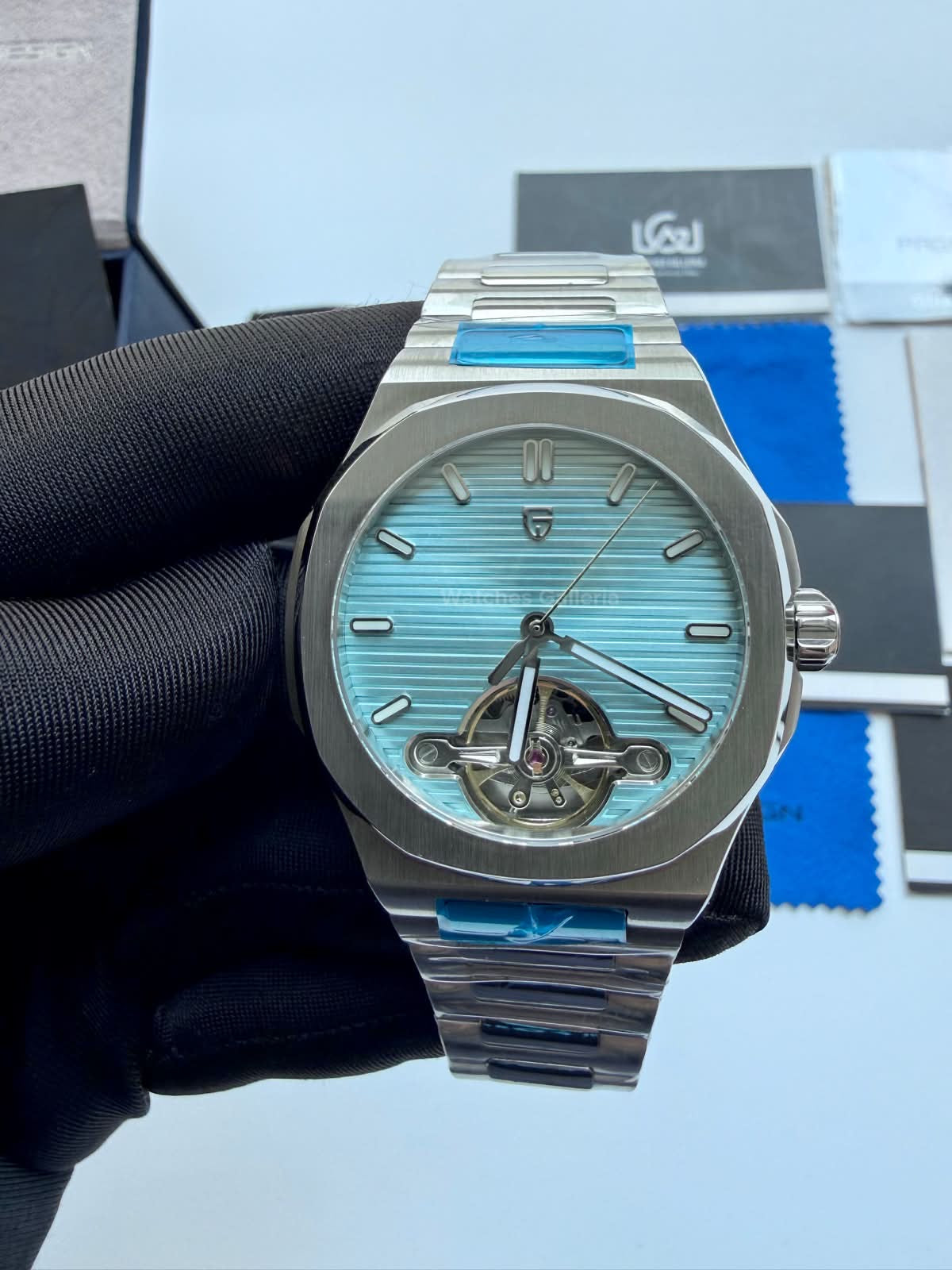 Pagani Design PDys025 Nautilus Flywheel Ice Blue 42mm Automatic Watch – Sapphire Crystal | E3251 Movement | 5ATM