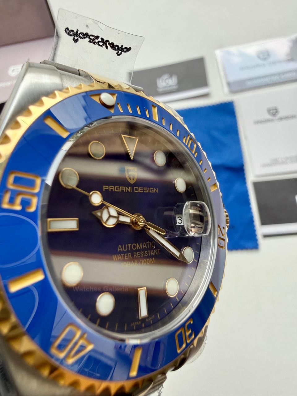 Pagani Design Watch PD1639 Submariner Automatic (Gold Blue) Pagani Design in Pakistan