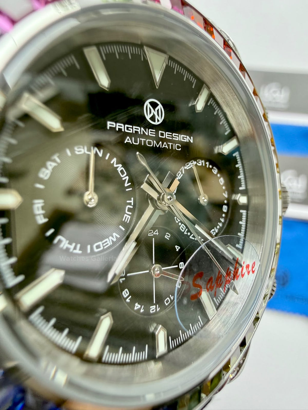 Pagani Design PG1666 Daytona Rainbow Limited Edition Black Automatic Chronograph Watch | 40mm Sapphire Crystal | HZ2196G Movement | 100M Water Resistant