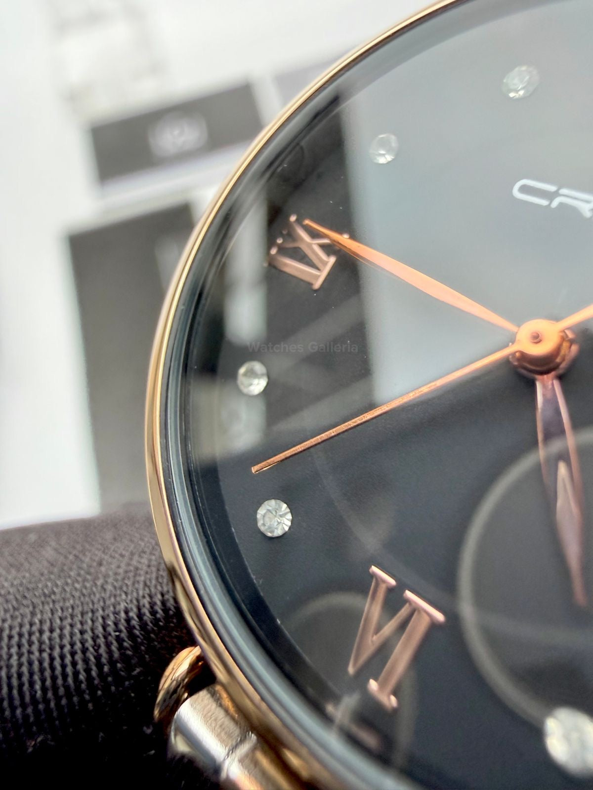 Crrju 2178 Ladies Watch Quartz (Rose Gold/Black) CRRJU Watch Pakistan