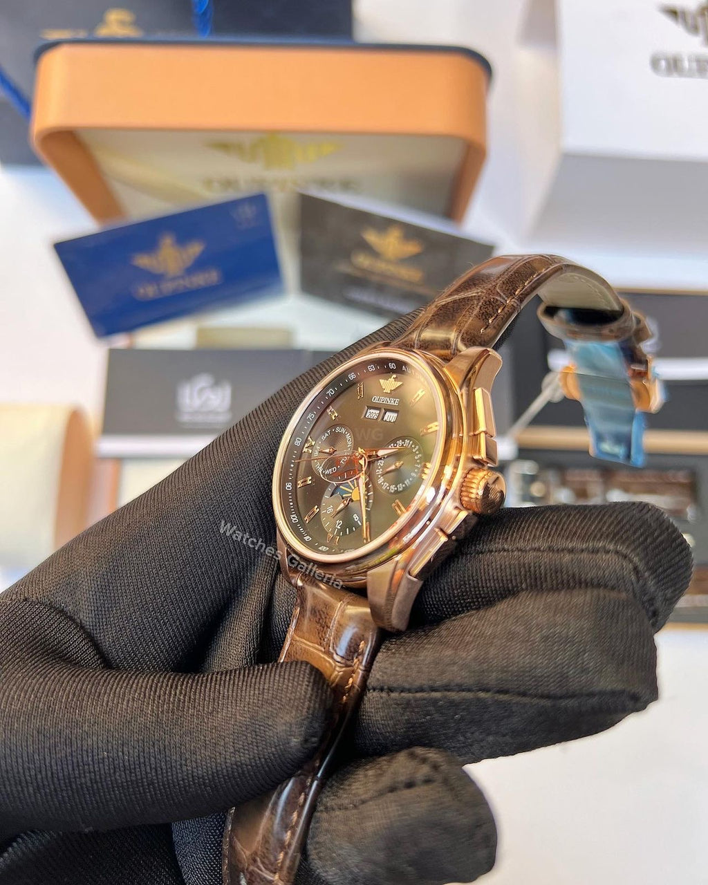 Oupinke Calendar Moonphase Automatic (Brown) 3189