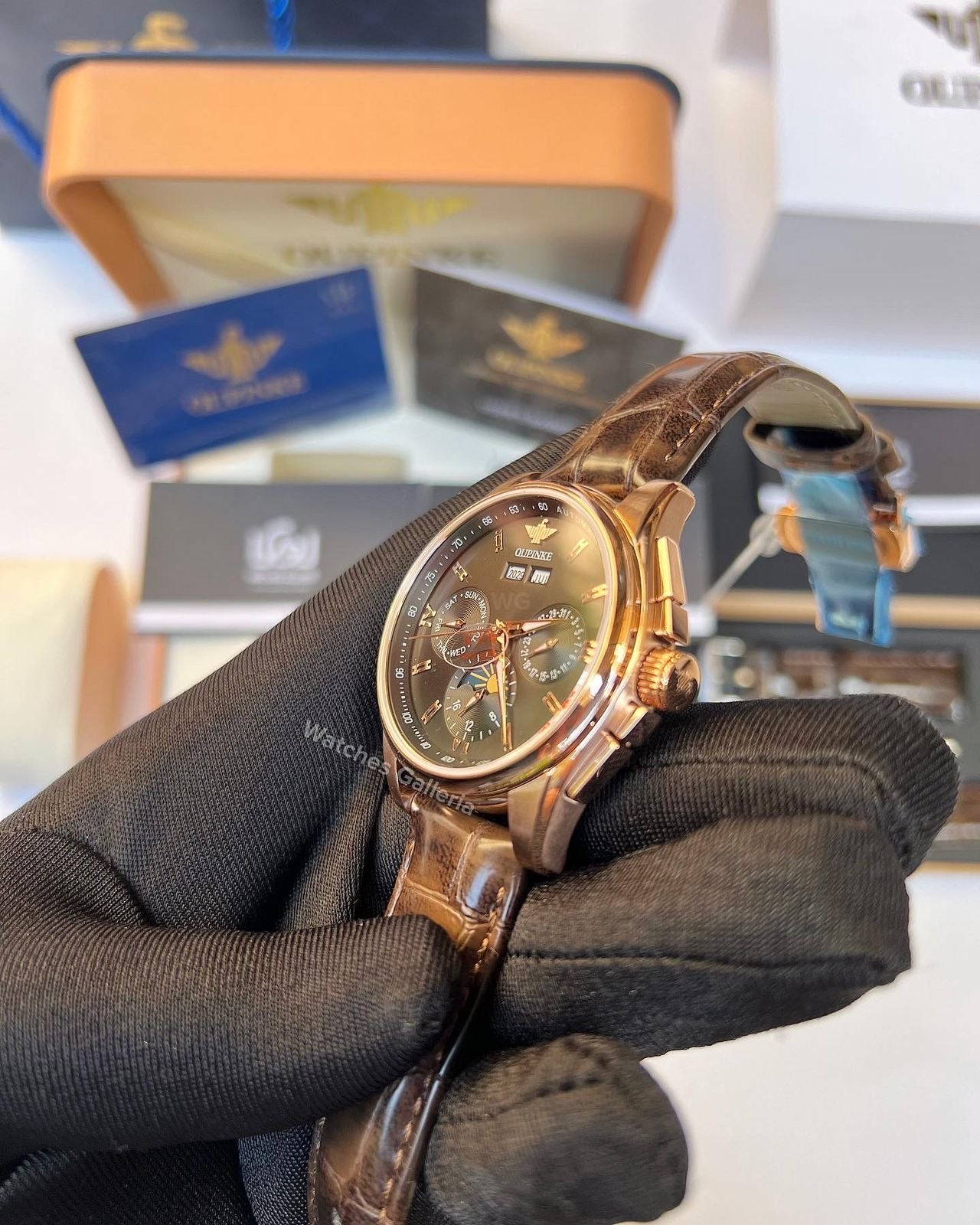 Oupinke Calendar Moonphase Automatic (Brown) 3189