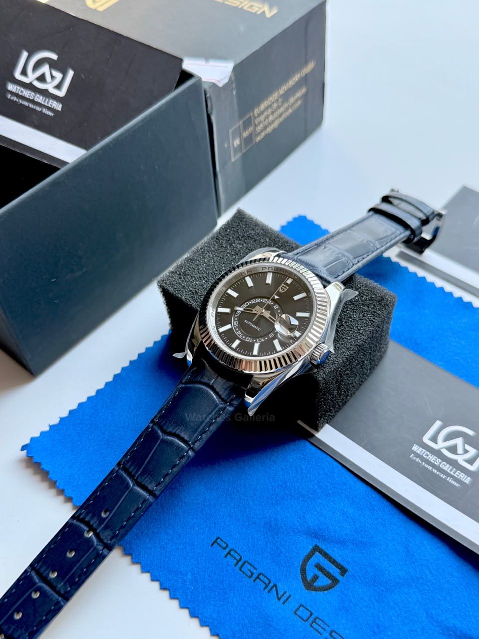 Pagani Design PD1888 Sky Dweller Blue Leather Automatic GMT Watch for Men Sapphire Crystal Original Pagani Design Watch Pakistan