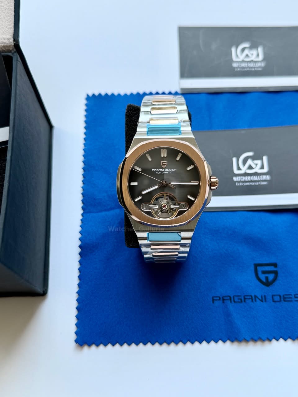 Pagani Design PDys025 Nautilus Flywheel Rose Gold Black 42mm Automatic Watch – Sapphire Crystal | E3251 Movement | 5ATM