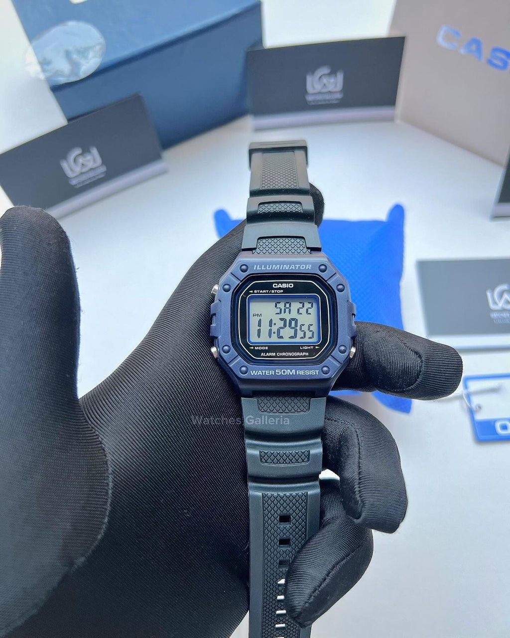 Casio Sports Digital Watch (Black Blue Limited Edition) W218H Watches Galleria