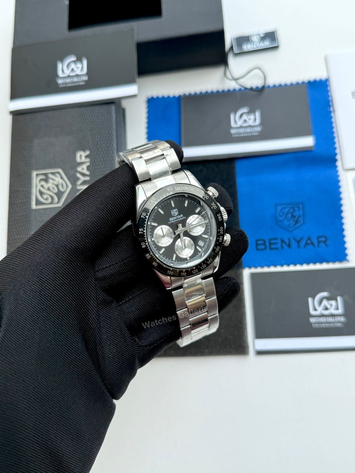 Benyar Daytona Chronograp Quartz (Black Silver) BY5169 Watches Galleria