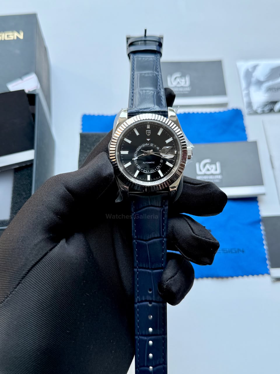 Pagani Design PD1888 Sky Dweller Blue Leather Automatic GMT Watch for Men Sapphire Crystal Original Pagani Design Watch Pakistan