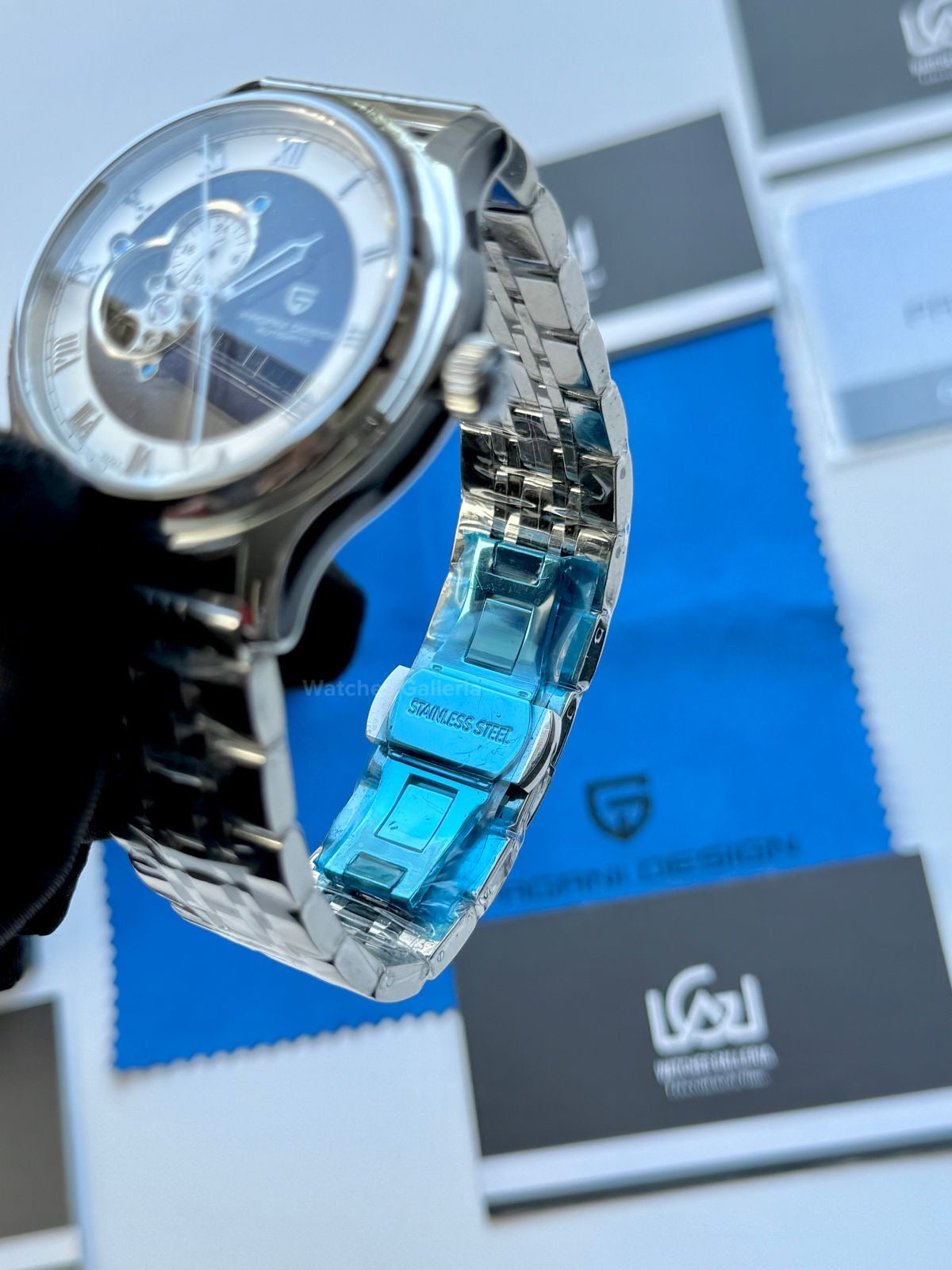 Pagani Design PDys015 Stardust Open Heart Automatic Watch – 41mm NH39A Japanese Movement, Sapphire Crystal, 100M Water Resistant Luxury Timepiece (Black/Blue) (Limited Edition)
