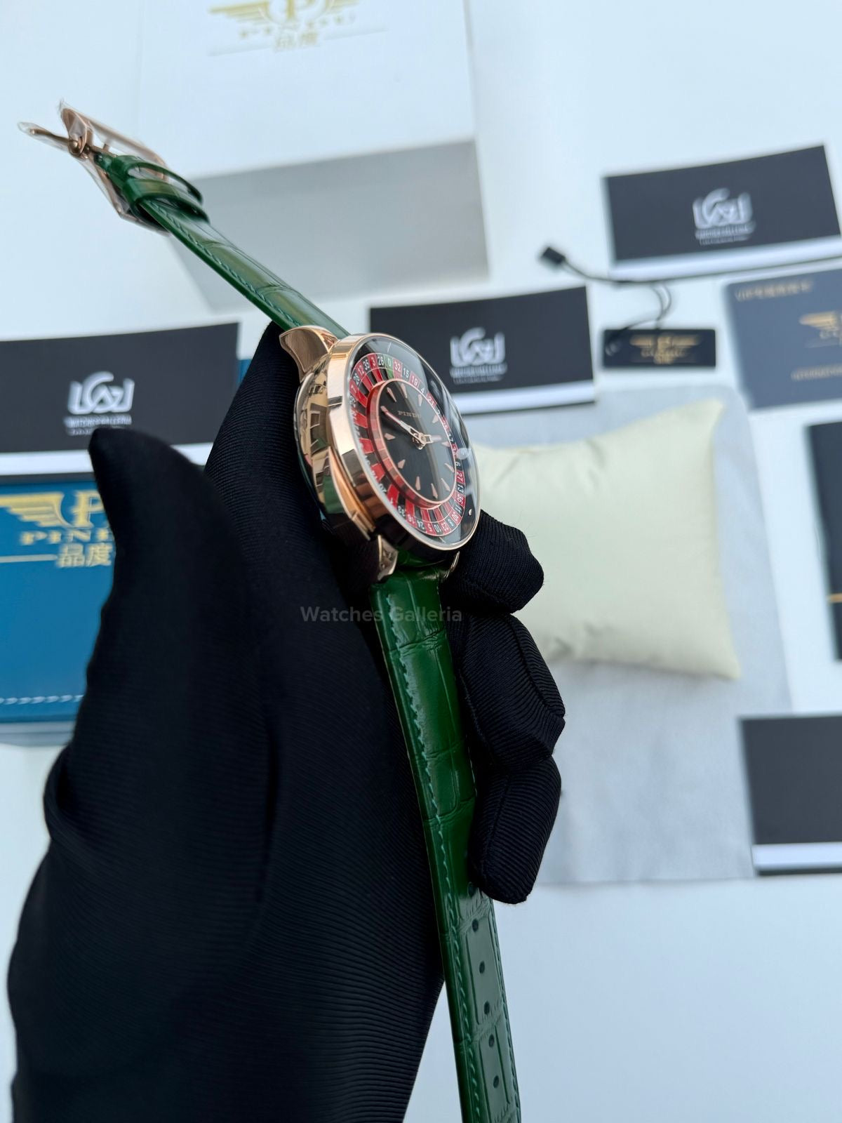 Pindu Design Casino Tourbillon Roulette Button Automatic (Green) P6628 Watches Galleria