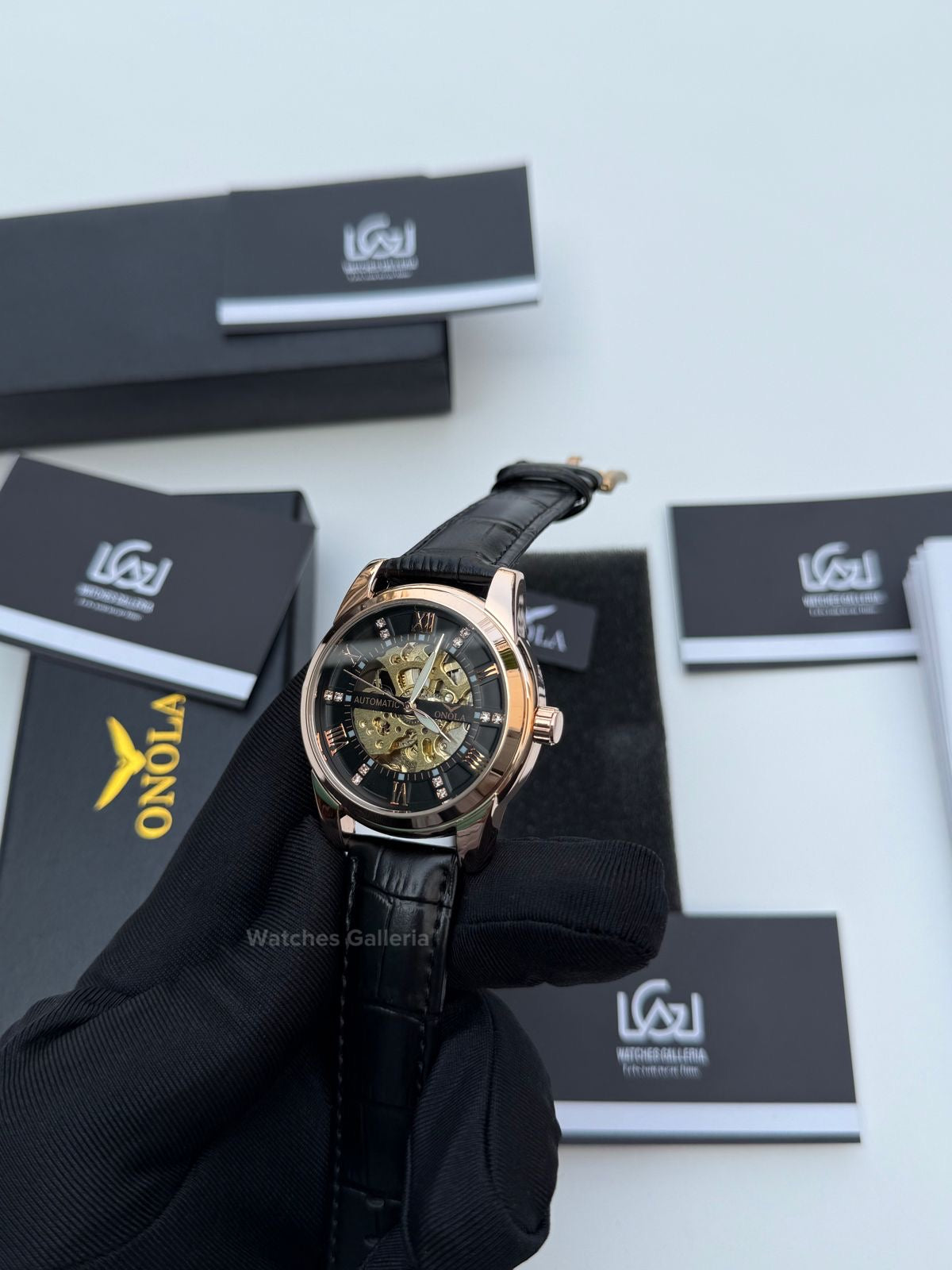 Onola Skeleton Watch Automatic (Rose Gold) ON3861 Watches Galleria