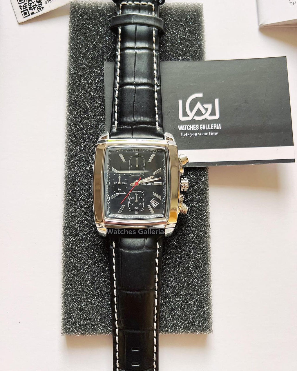 Megir Square Chronograph Quartz (Silver Black) ML2028