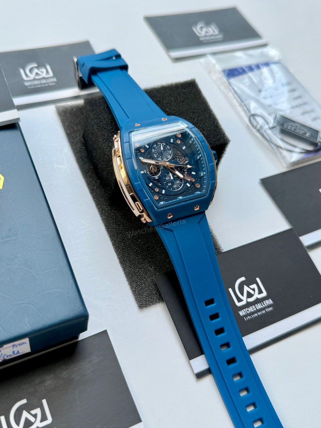 LIGE LG89148 Blue Tonneau Chronograph Watch in Pakistan – Luxury Men’s Quartz Watch with Silicon Strap