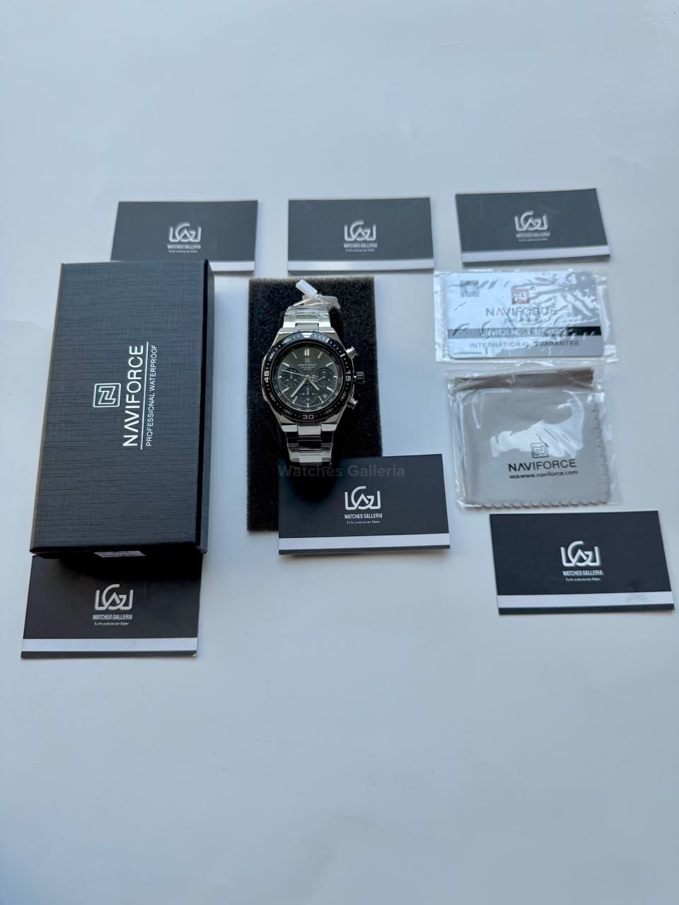 Naviforce NF8049 Watch Pakistan | Naviforce Men Watch | Naviforce Chain Watch | Silver Green Chronograph Watch