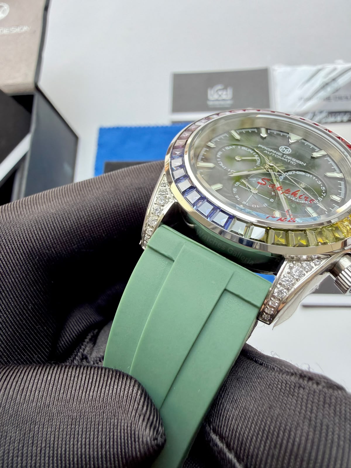 Pagani Design PG1666 Daytona Rainbow Limited Edition Black Automatic Chronograph Watch | 40mm Sapphire Crystal | HZ2196G Movement | 100M Water Resistant