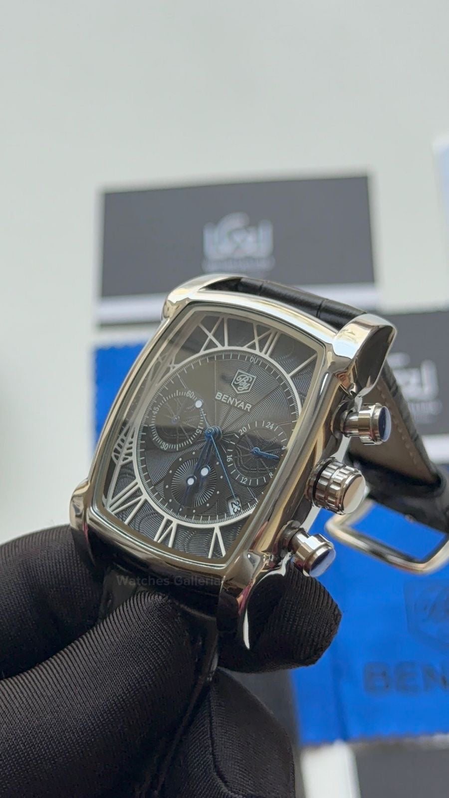 Benyar BY5113 Square Chronograph (Black/Silver) Benyar Watch Pakistan