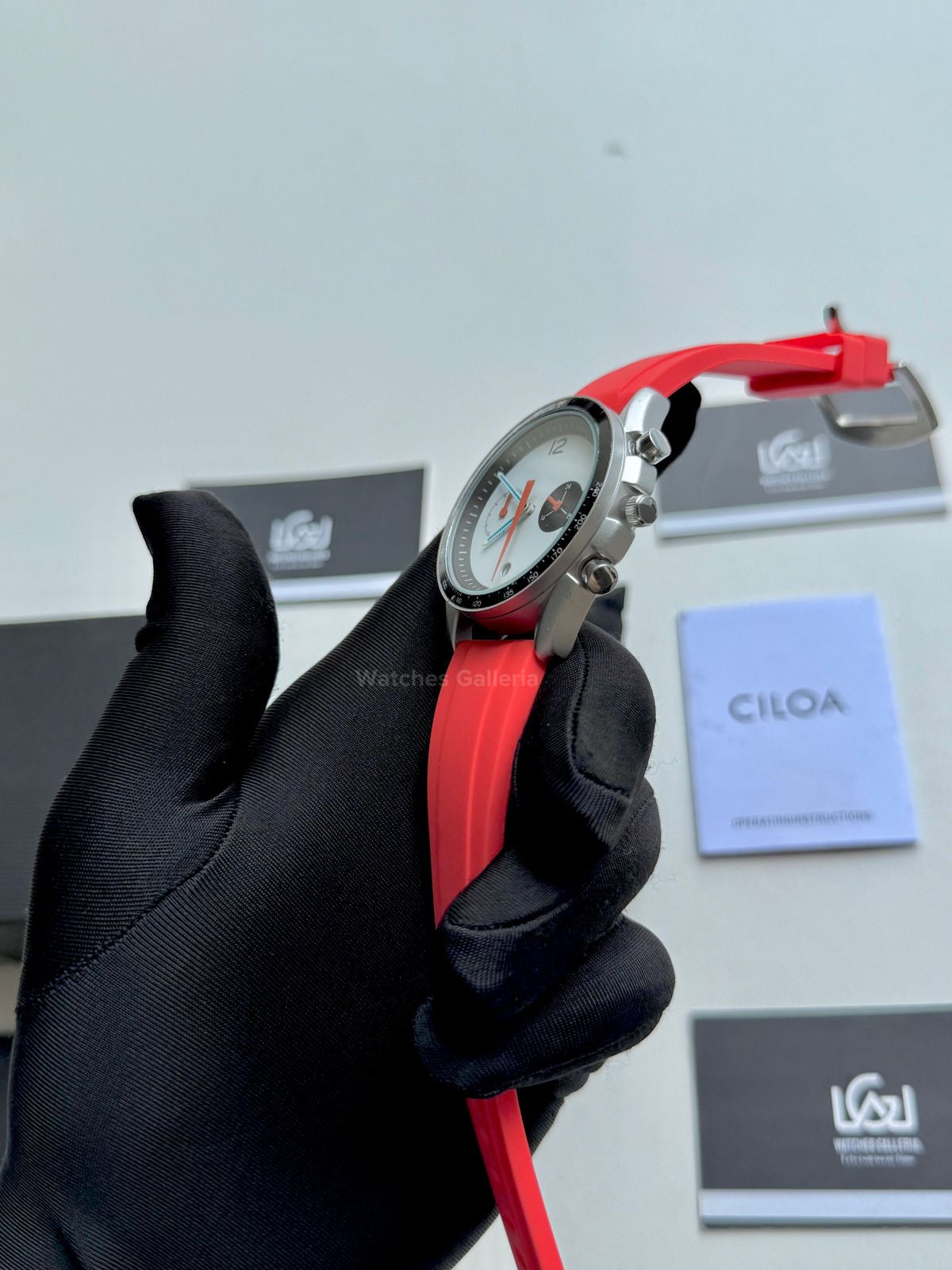 Ciloa Chronograph Leather Quartz (White) ciloa507 Watches Galleria