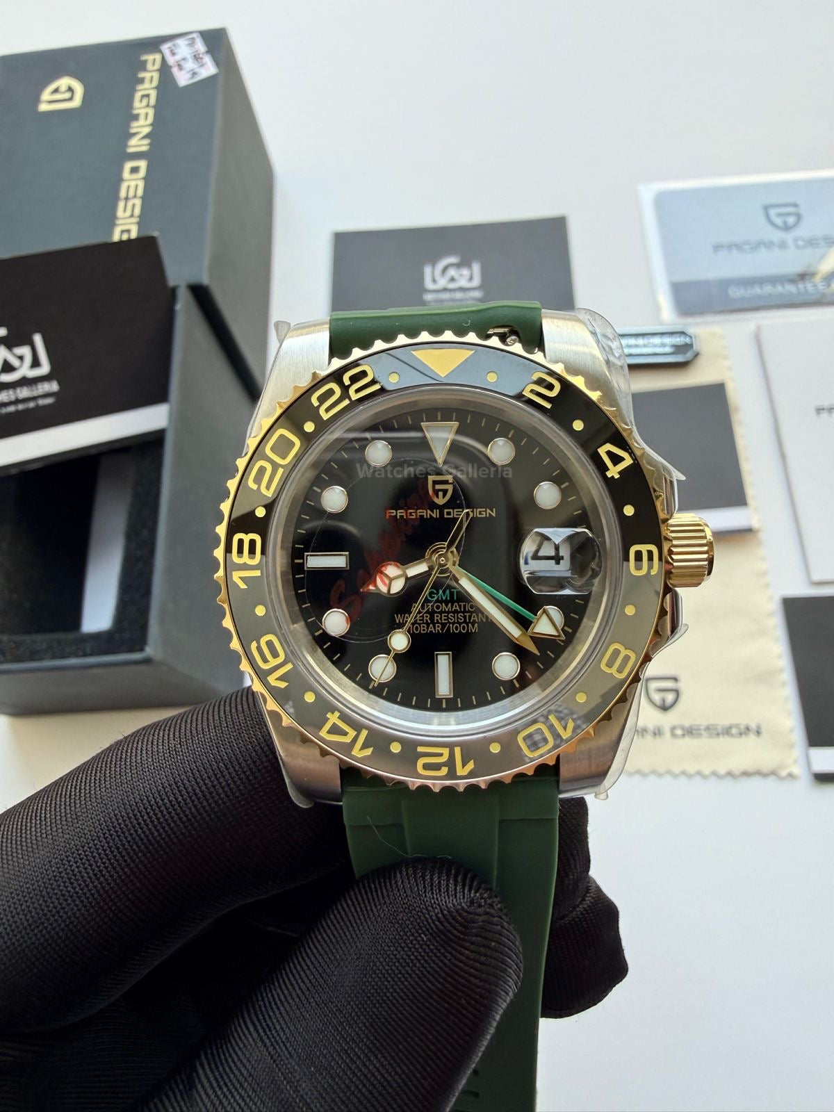 Pagani Design PD1662 GMT Master II Zombie Green Silicon Edition V6 Two Tone in Pakistan – Automatic GMT Luxury Men’s Watch with Sapphire Crystal & Rotating Bezel