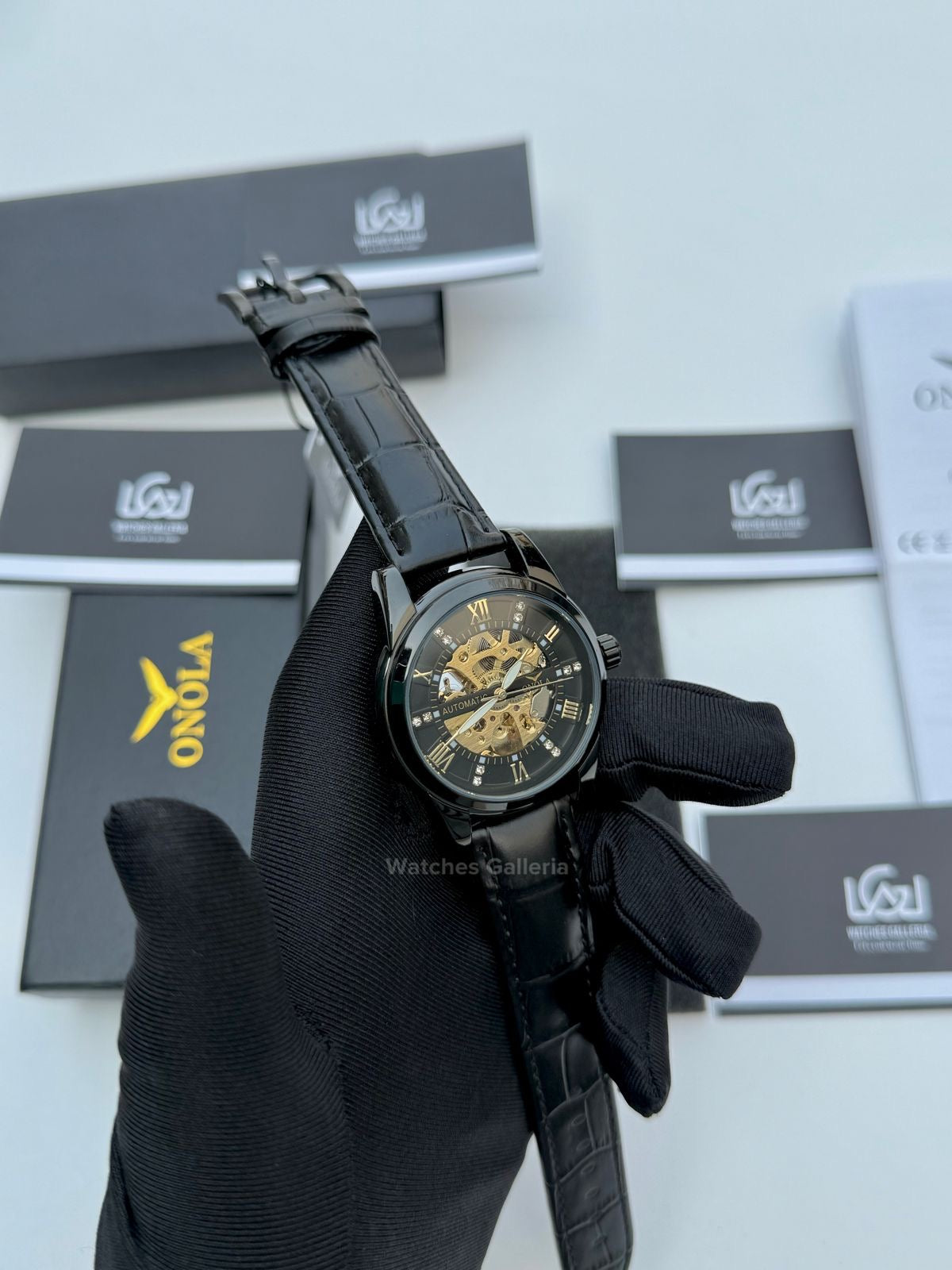 Onola Skeleton Watch Automatic (Black) ON3861 Watches Galleria