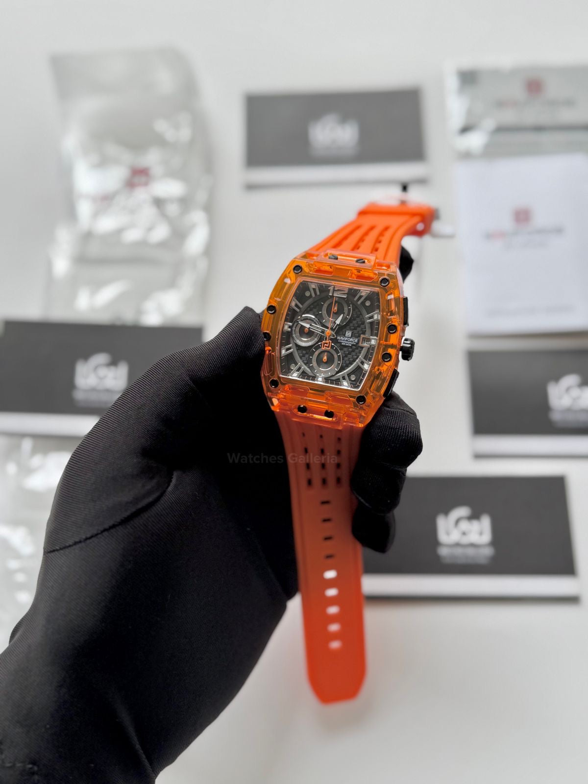 Naviforce NF7105 Tonneau Watch (Orange) Naviforce Watch in Pakistan