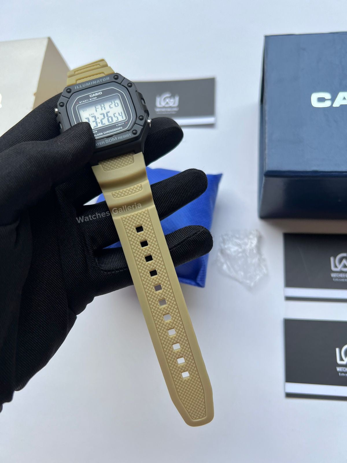 Casio Sports Digital Watch Khaki Exclusive (White Display) W218H Watches Galleria