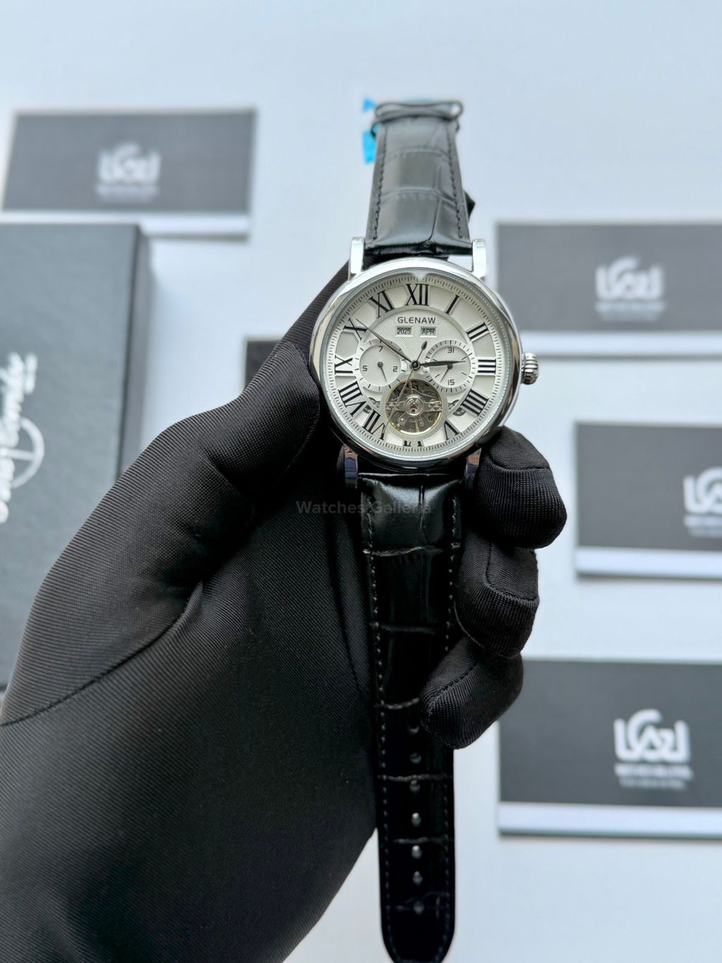 Glenaw GL8920 Calendar Flywheel Automatic Watch – Black Dial | Luxury Automatic Wristwatch for Men