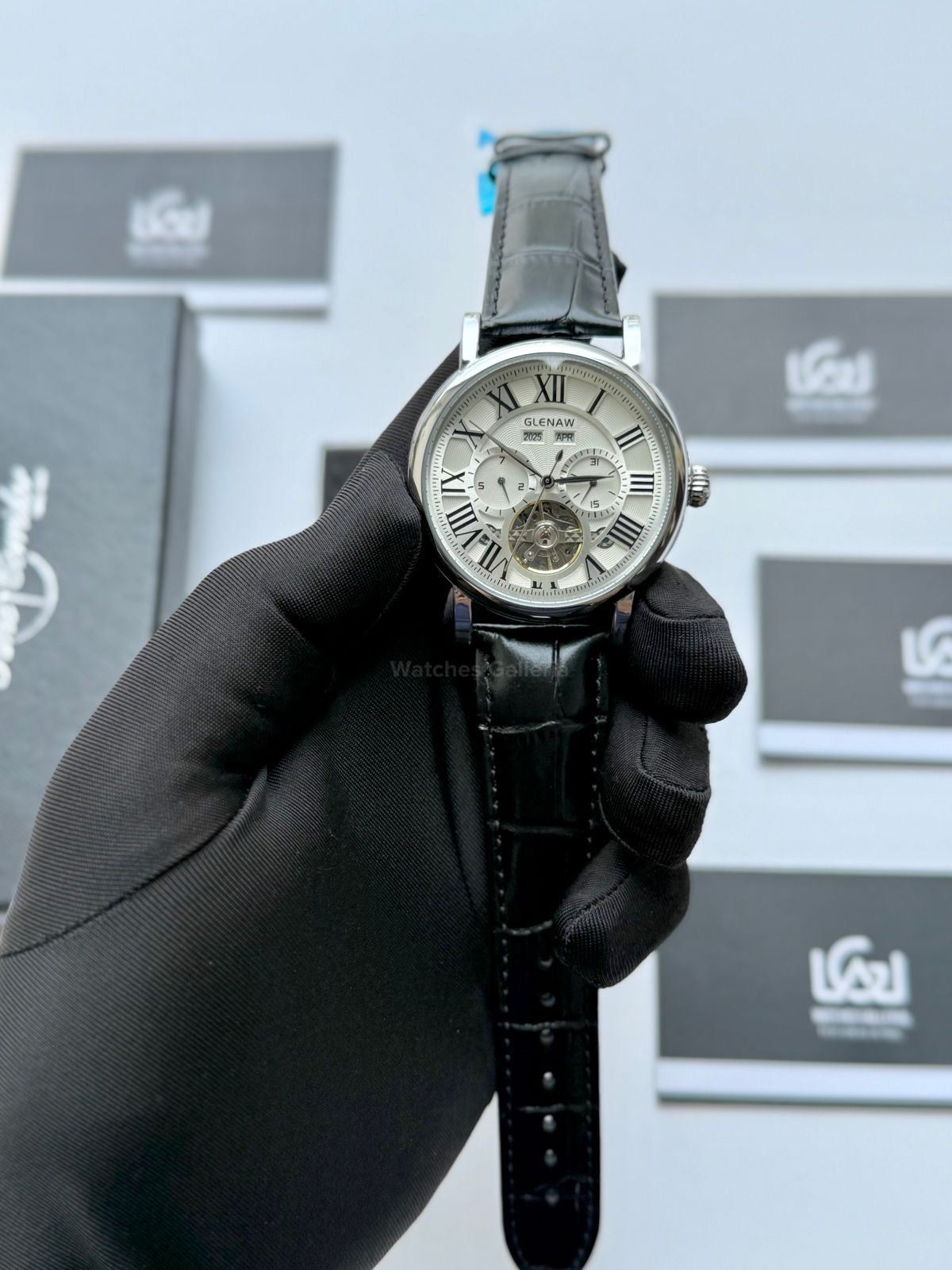 Glenaw GL8920 Calendar Flywheel Automatic Watch – Black Dial | Luxury Automatic Wristwatch for Men