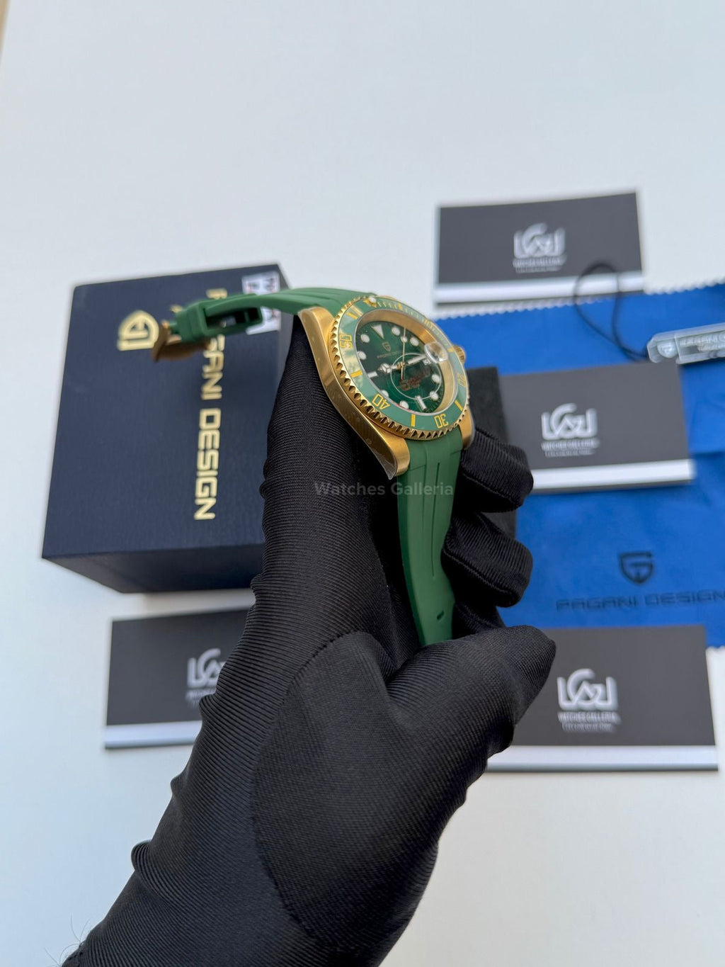 Pagani Design Submariner Hulk Gold Automatic (Silicon Straps Edition) PD1661 Watches Galleria