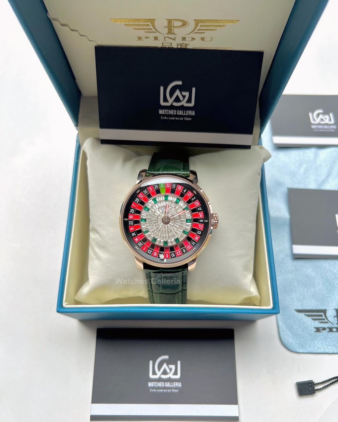 Pindu Design Casino Roulette Automatic Watch (Baguette Cut Diamonds Dial) P6617 Watches Galleria