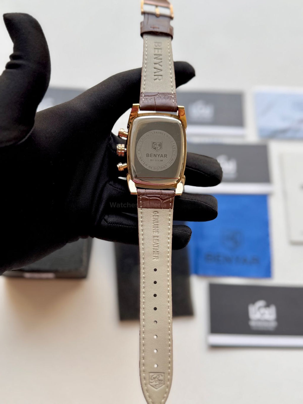 Benyar BY5113 Square Chronograph (Brown/Rose Gold) Benyar Watch Pakistan