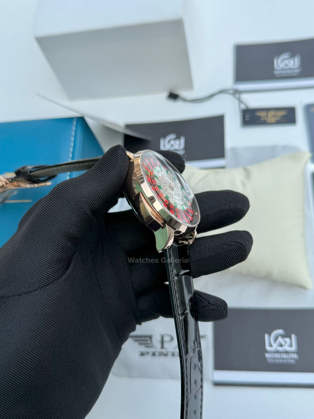 Pindu Design Casino Roulette Button Edition Automatic (Baguette Cut Diamonds) P6628 Watches Galleria