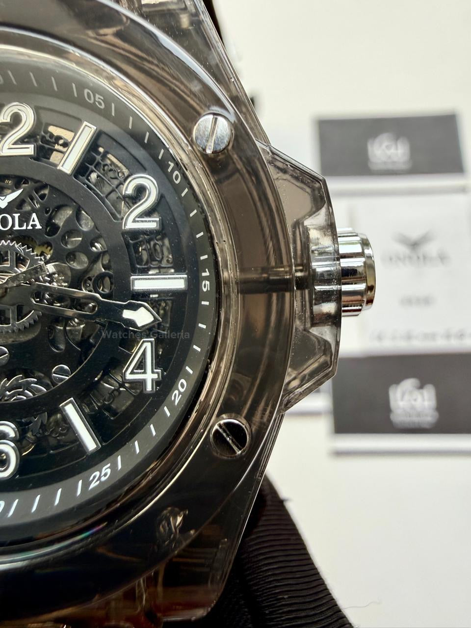 Onola ON3836 Oak Skeleton Yellow Automatic Watch – 49mm Transparent Dial, Bold Sport Design, Pakistan Edition