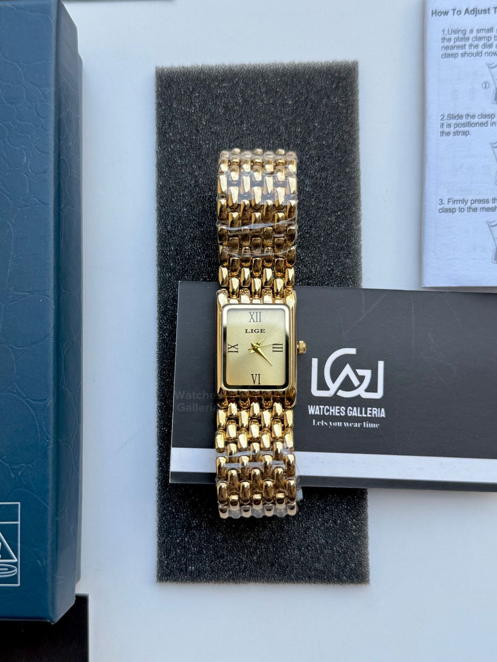 Lige 89156 Tank Women Watch Quartz (Gold) Lige Women Watch