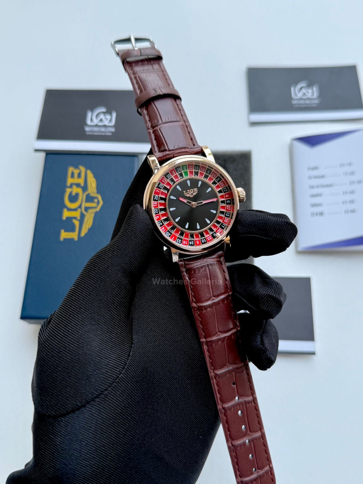 Lige Casino Watch Quartz (Brown -Rose Gold) LG89161 Watches Galleria
