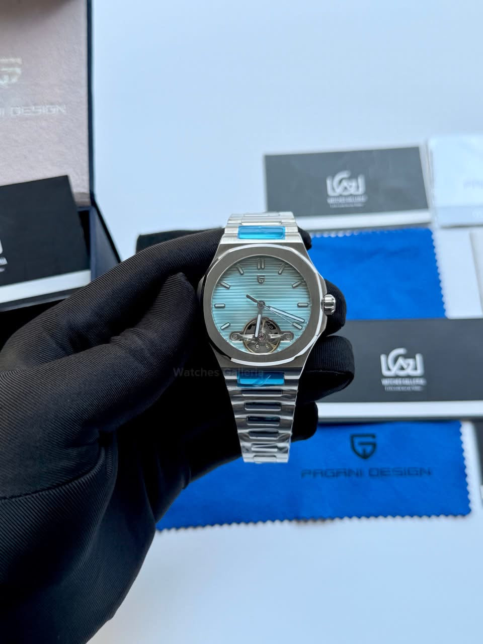 Pagani Design PDys025 Nautilus Flywheel Ice Blue 42mm Automatic Watch – Sapphire Crystal | E3251 Movement | 5ATM