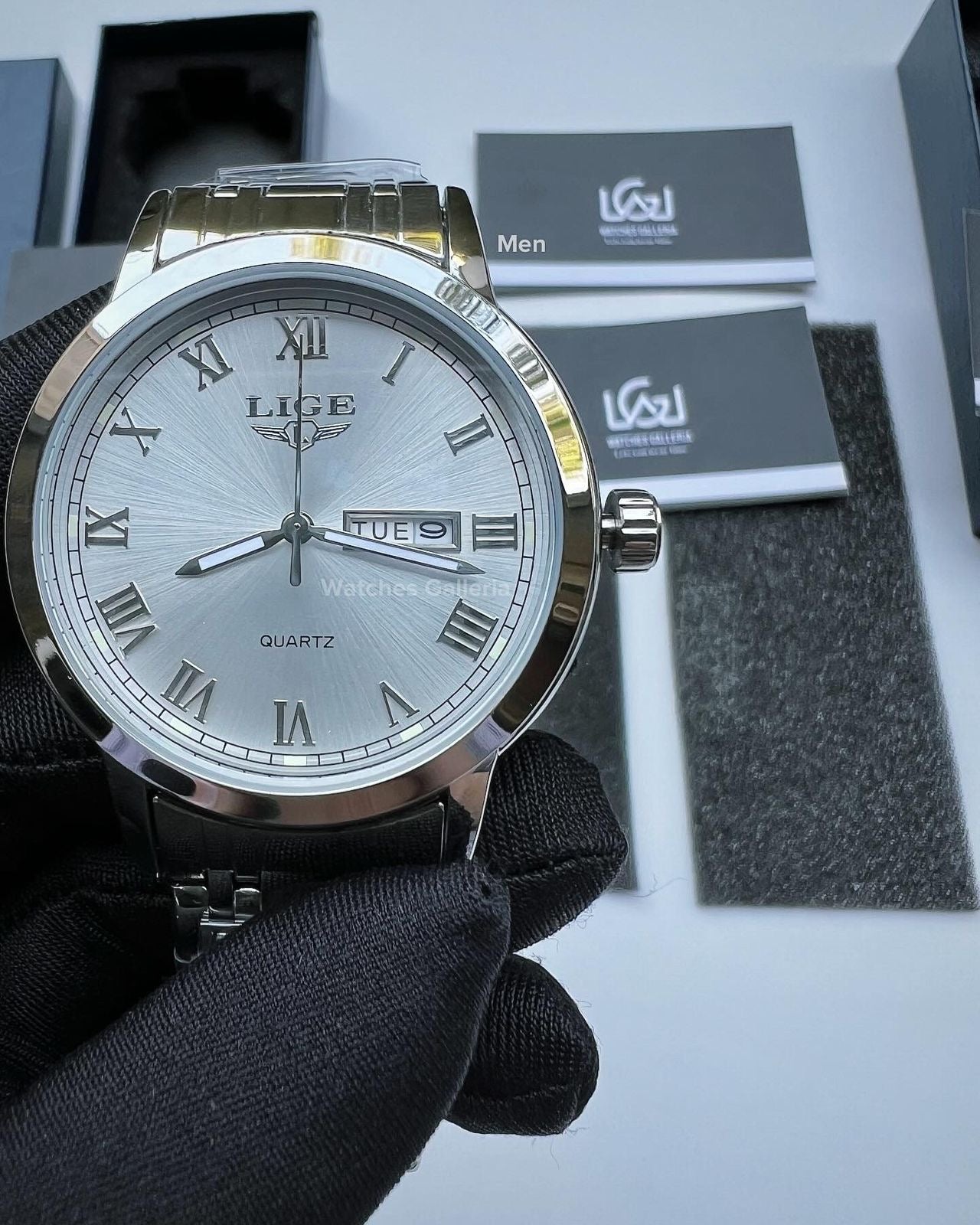 Lige Date Day Couple Watch (Silver) Lige9846 Lige10007L