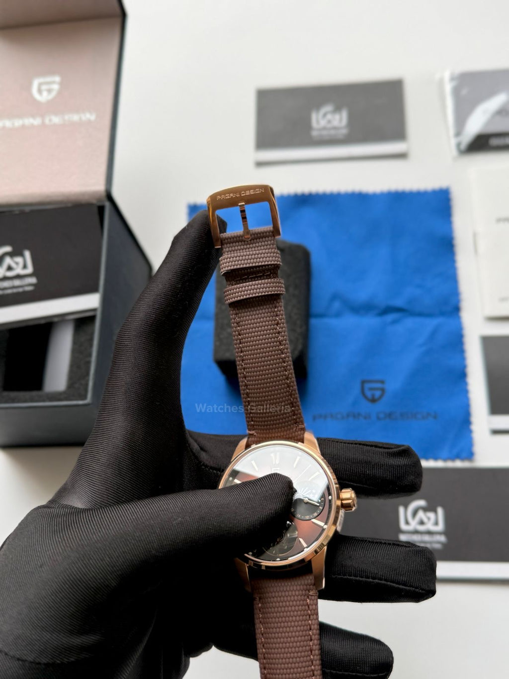 Pagani Design PDys021 Moonphase Flywheel Automatic Latest Watch (Brown/Rose Gold) PD-YS021 Pagani Design in Pakistan