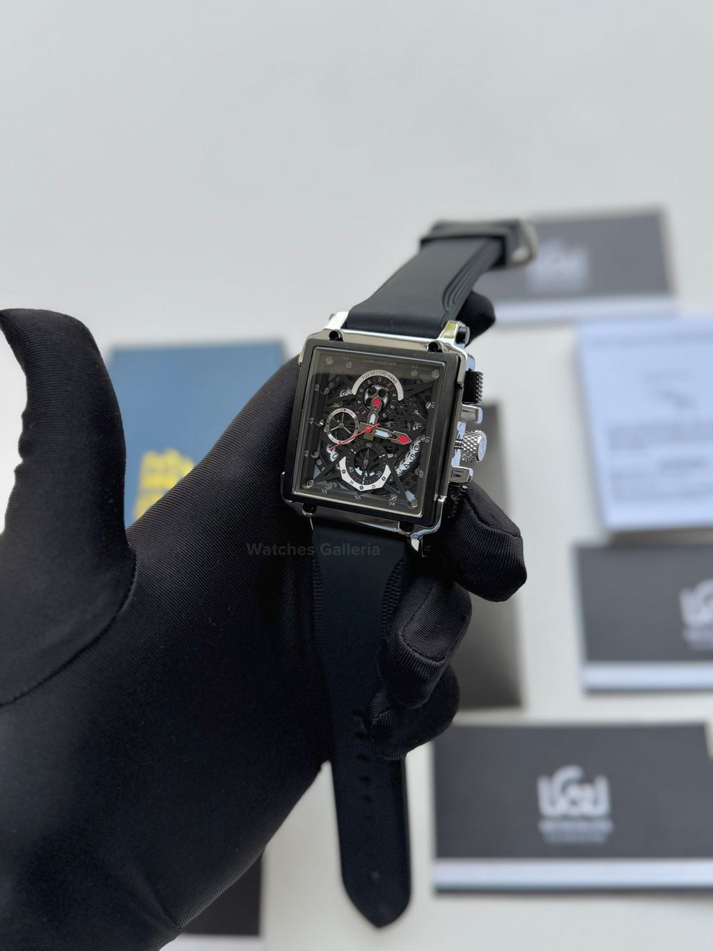 Lige Watch LG8935 Square Chronograph (Silver/Black) Lige Watch Pakistan