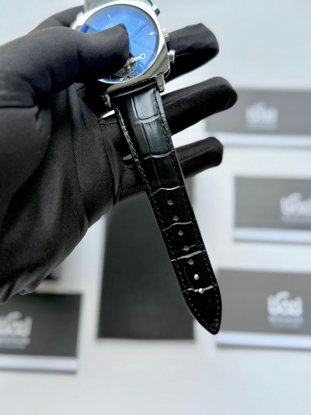 Ailang AI8655G Square Chronograph Automatic Watch Black Blue – Skeleton Flywheel, Big Date, Luxury Square Dial Men’s Watch