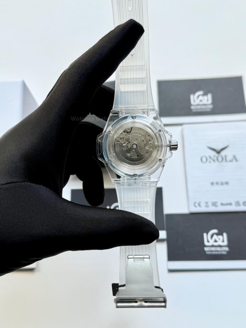 Onola ON3836 Oak Skeleton White Automatic Watch – 49mm Transparent Dial, Bold Sport Design, Pakistan Edition