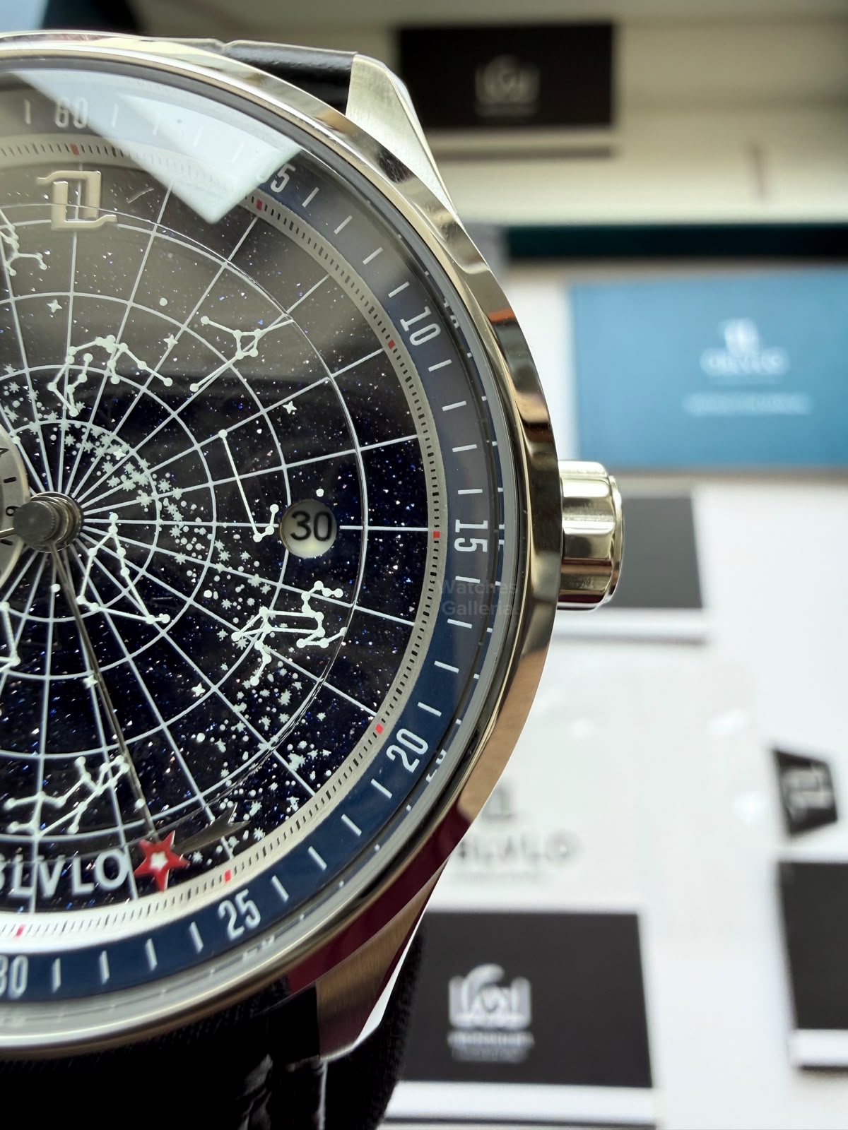 OBLVLO GC (Black Blue Silver) Grand Complications Celestial Automatic Watch Brown & Black Dial with Rose Gold Details, Moving Constellation & Earth Display – OBLVLOGC | Oblvlo