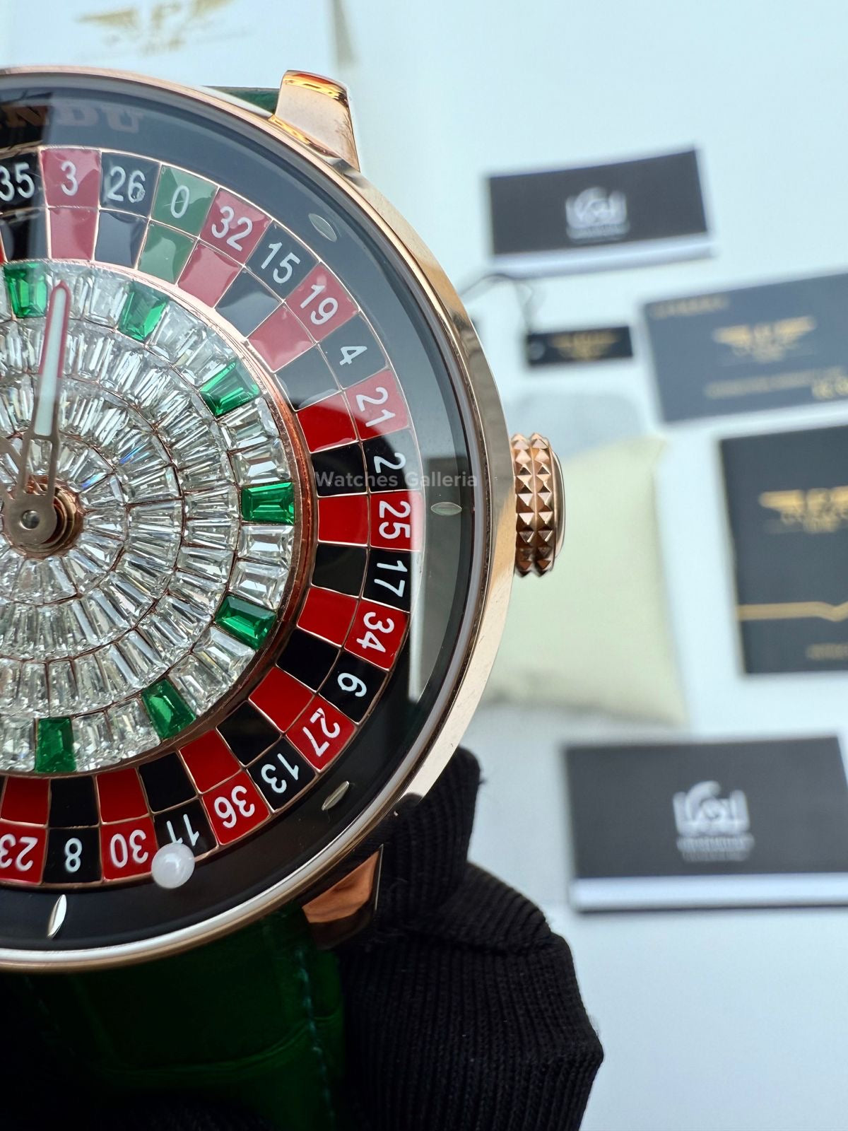 Pindu Design Casino Roulette Button Edition Automatic (Baguette Cut Diamonds) P6628 Watches Galleria
