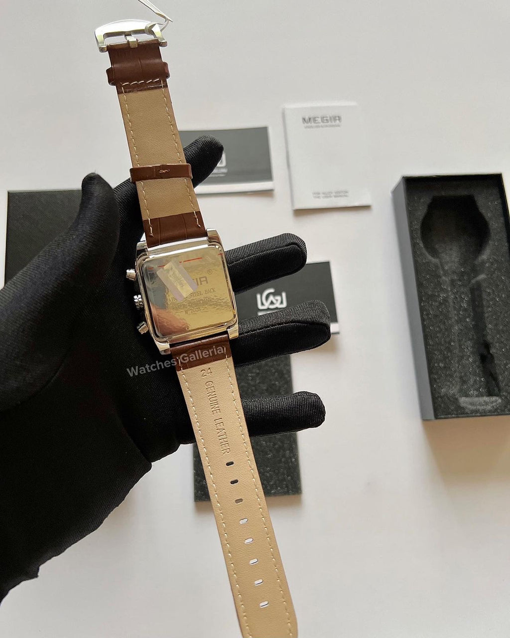 Megir Square Chronograph (Brown Silver) ML2028